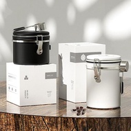 不銹鋼咖啡粉密封罐咖啡豆保存罐茶葉儲存罐單向排氣閥帶勺收納罐