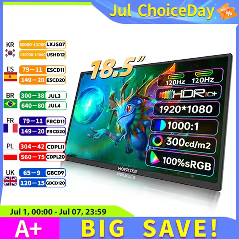 HGFRTEE 18.5inch Portable Monitor ADS-IPS 120Hz RGB100% Extended Display Laptop Second Screen With V