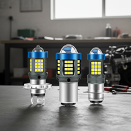 Dual Color 3000LM H4 BA20D P15D 66SMD LED Headlight | High/Low Beam 12V-80V for Electric Motorcycles