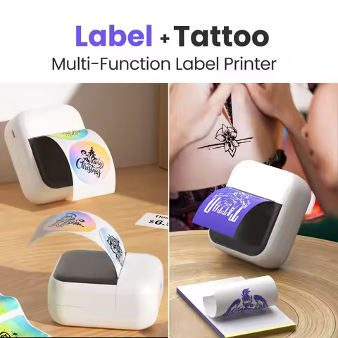 C50 Mini 2Inch 15-57mm Tattoo+Label Printer Stencil Transfer Copier Inkless Bluetooth Self-adhesive 
