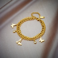 Multi-Layer Rose Gold Butterfly Bracelet Female ins Niche Design Girlfriends Sisters Student Jewelry