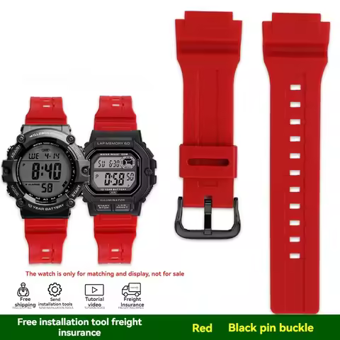 For Casio WS-1400H/1300/1500 W-737H AE1200 AE1500 DW-H5600 Resin Silicone Watch Strap 18mm Sports Ru