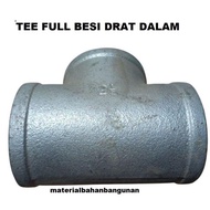 TDD Full Besi 2 Inch Tee Drat Dalam Fitting Pipa Saluran Air 3 Arah Piting Welding Las Ti T Derat Le