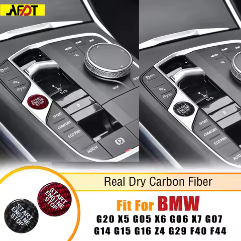 AFDT Carbon Fiber Interior For Bmw Engine Start Stop Button Cover Stickers G20 X5 G05 X6 G06 X7 G07 