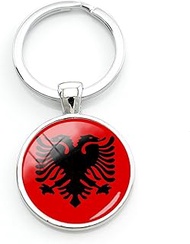 Flag Keychain Bengal Austria Bhutan Flag Glass Gems Keyring Key Chain Holder World Flag Custom, Silv