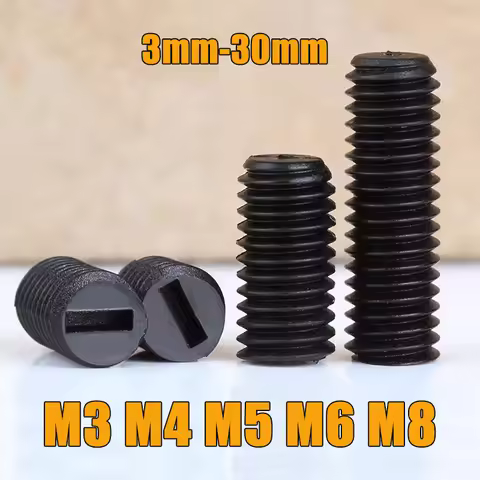 Nylon Slotted Grub Bolt M3 M4 M5 M6 M8 Black Plastic Insulated Slotted Flat Point End No Head Headle