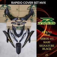 RAPIDO COVER SET NVX V2 THAI AEROX-155 MAXI SIGNATURE (25) BLACK (STICKER TANAM/AIRBRUSH) COVERSET