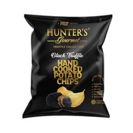 Hunters Hand Cooked Potato Chips Black Truffle & Parmesan Gluten-Free potato Chips drinking beer sna