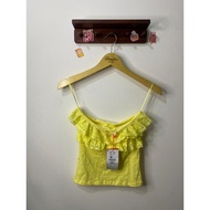BERSHKA YELLOW BANDEAU TOP
