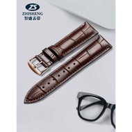 [Watch Strap Accessories] Zhisheng Watch Strap Genuine Leather Strap Men Women Accessories Pin Buckle Suitable for Casio Tissot Langqin dw Meidu Omega