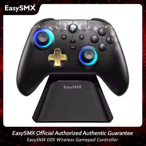 EasySMX D05 Wireless Gaming Controller Gamepad for PC/Switch/TV/Phone with Charging Dock RGB Hall Ef