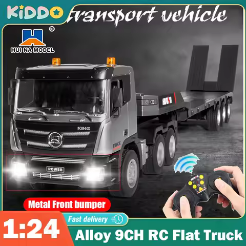 1:24 Huina RC Flat Truck Model 9Channels Alloy Engineer Vehicle 2.4G Remote Control Car Radio Contro