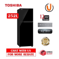 Toshiba Refrigerator 280L Urban Black Inverter 2 Doors Fridge GR-A28MU(UK) PETI SEJUK PETI AIS
