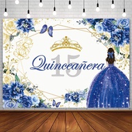 7x5ft 15th Birthday Backdrop for Sweet Girl Mis Quince Anos 15th Birthday Party Decorations Royal Bl