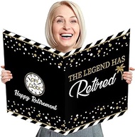 Jumbo Retirement Party Decorations Extra Large Greeting Farewell Card Guest Book Big Giant Happy Party Supplies Gifts for Men Women Huge The Legend Has Retired Card from Group Coworker 14 x 22 Inches