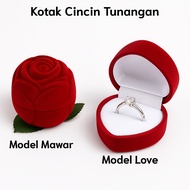 MERAH Red Velvet Love Ring Box Love Box/ Engagement & Wedding Ring Box Jewelry Box/