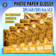 Quaff Photo Paper A4 | 5R | 4R | 3R Glossy 180 & 230gsm 20Sheets Glossy Photo Paper A4 Photo Paper G