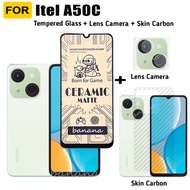 Itel A50C Ceramic Frosted Soft Film  Itel A70 A50 P65 P55 Screen Protector 3 in 1 Camera Lens Protec