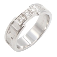 【二手】Tiffany & Co.) Atlas 鑽石戒指，9.5 號，18K白K金，鑲鑽，女士款，二手