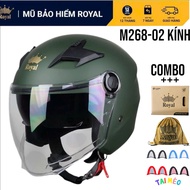 ROYAL Mũ 3/4 Đầu M268_02 Kính & XH01_01 Kính Hàng Chính Hãng ROYAL HELMET BH 12 Tháng