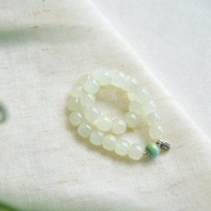 【清淺】天然和田玉青海料冰晴老型珠漸變綠松石單圈款手串手鏈