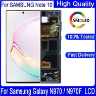 100 thử nghiệm 6.3 "siêu AMOLED cho Samsung Galaxy note10 n970f N970 n9700 LCD với khung hiển thị mà
