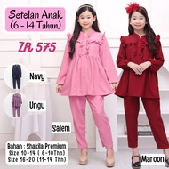 KEMEJA (6 - 14 YEARS) FASHION CLOTHES SET OF SHIRT AND JEANS FOR AGED GIRLS ZR 703 E