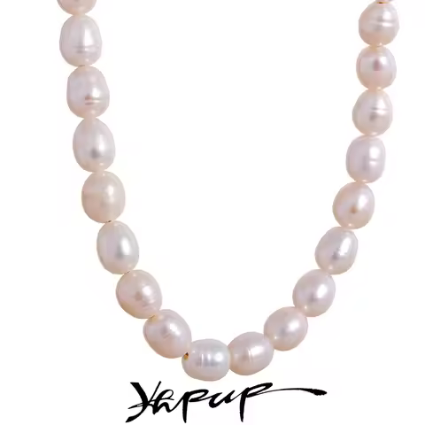 Yhpup Luxury Freshwater Natural Pearls Beads Clavicle Necklace Women Gift Fashion Stainless Steel Wa