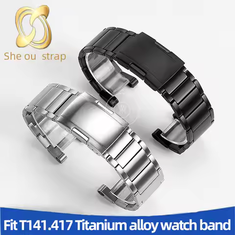 24MM Titanium alloy Watchband Watch Strap For TISSOT MotoGP T141.417 Men's Watch Band Concave Joint 