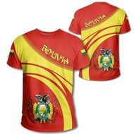 Fashion Bolivia Flag 3D Printed T-Shirt Men Sportswear Tee Shirts Crew Neck Short Sleeves Summer Cas