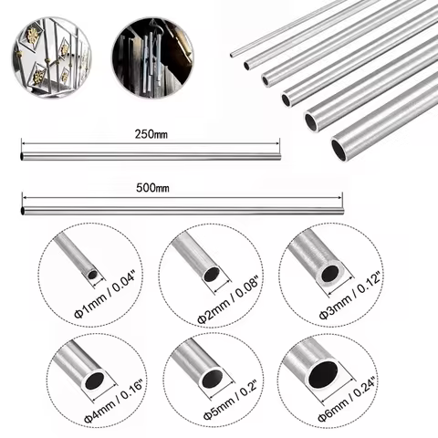 1-10pcs 250mm/500mm Long 304 Stainless Steel Round Capillary Straight Tube 4x2mm 8x6mm 13x11mm 10x8m