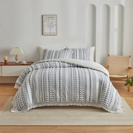Boho Stripe Furball Queen Duvet Cover Set Double High-quality Tassels King Size Bedding Set Bohemia 