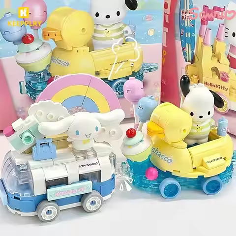 Keeppley Sanrio Building Blocks Float Parade Toys Kuromi Melody Kitty Cinnamoroll Hangyodon Assemble