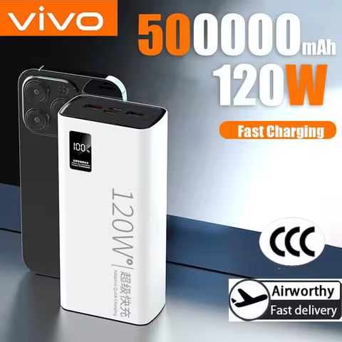 VIVO 500000mAh Power Bank For Xiaomi Super Fast Charging 120W Large Capacity Battery Charging Powerb