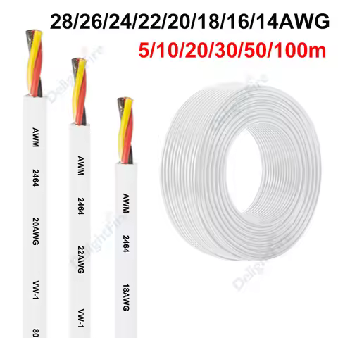2 3 4 Core Tinned Electrical Wire 28 26 24 16 14 18 22 20 AWG Round Cable For Automotive LED Strip L