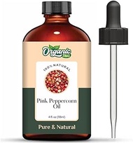 Organic Zing Pink Peppercorn (Schinus Molle) Oil | Pure &amp; Natural Essential Oil for Aroma, Skincare &amp; Massage - 118ml/3.99fl oz