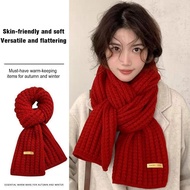 Solid Color Woolen Scarf Warm And Cute Versatile For Couples Knitted Scarf E2e2