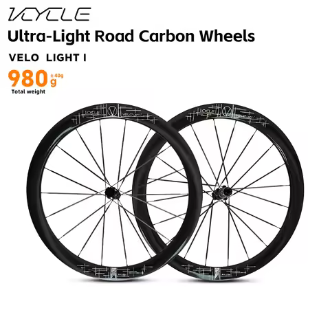 VCYCLE LIGHT I Carbon Ultra-Light Road Wheels Carbon Spokes Ceramic Bearings 100x142mm 50mm Rim for 