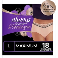 Always Discreet Boutique, Incontinence & Postpartum Underwear for Women, Maximum Protection, Peach