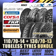 TAYAR CAMEL,FKR,MICHELIN,MCR TUBELESS TYRE URBAN GRIP 110/70-14+130/70-13 WMOTO ISLAND 150,NEXY 180,