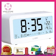 Deli Alarm Clock Radio-controlled clock Manufacturer's 2-year warranty Large, easy-to-read letters Battery-powered, bright screen with thermometer and hygrometer Multifunctional digital clock Quiet, simple, fashionable appearance Easy to operate, easy to
