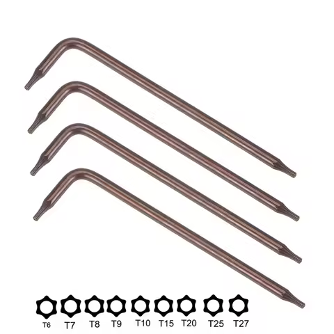 2/4pcs T6 T7 T8 T9 T10 T15 T20 T25 T27 Double End L Type Screwdriver Tamper Proof Torx Star Key Bit 
