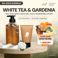 CLEF Tea Core White Tea & Gardenia Gentle Bath Gel & Daily Nourishing Lotion | Body Wash Shower Gel 
