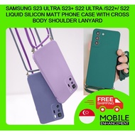 Samsung S23 ULTRA S23+ S22+ S22 ultra   Soft Cover back Case with lanyard Liquid Matt Silicone Phone Case