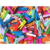 10 colorful wooden clips in many sizes, large and small, 3.5 cm, 4.5 cm, 7.2 cm to make vintage hand