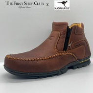 Kangaroo Men Premium Leather Slip-On Zip High Cut Vintage Boot Shoes Kasut Lelaki Kulit Boot 8801