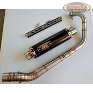 NB (Namban) Open Pipe Screen Type for Suzuki Raider R150 Old. 51mm Elbow. Black. Made in Thailand.