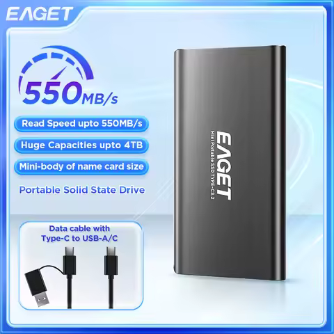 EAGET M1 Portable External SSD External Hard Drive 5Gbps NVME 256GB 512GB 1TB 2TB Solid State Drive 