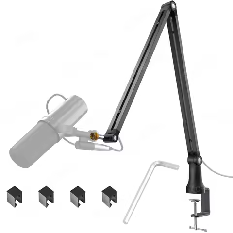 Microphone Stand Boom Arm with Desk Mount Adjustable Foldable Scissor Mounting for HyperX QuadCast A