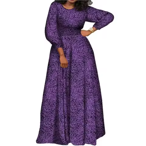 African Dresses for Women Cotton Ankara Print Long Sleeve African Clothes for Wedding Wear Lady Dash